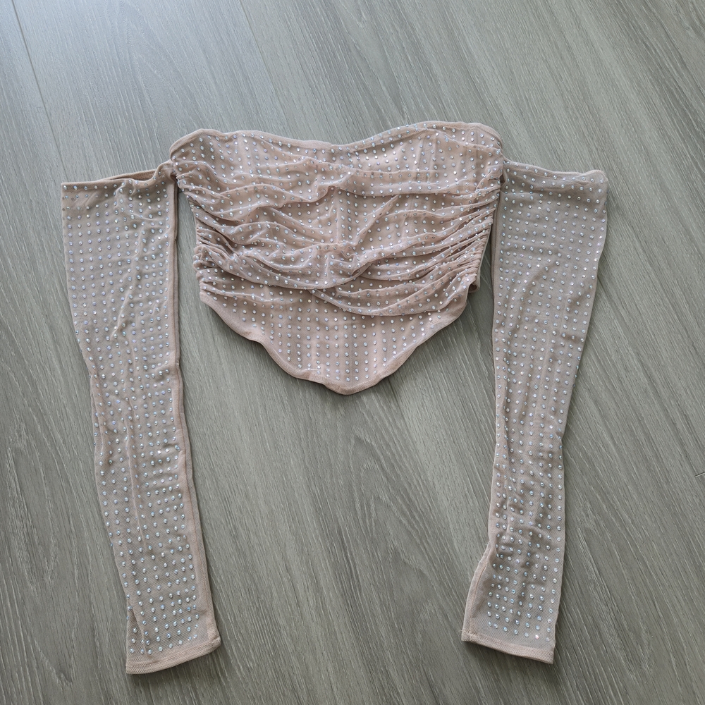 Bershka Woman Corset Style Mesh Detail Top Size M